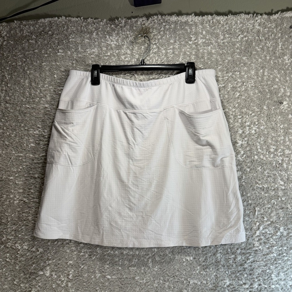 IBKUL Pull On Skort Skirt Off White Nylon XL Pockets Preppy Sporty Training UPF